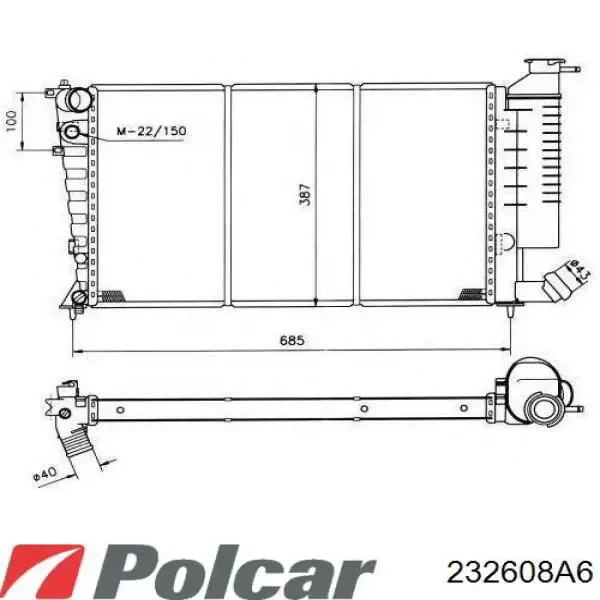 Радіатор 232608A6 Polcar