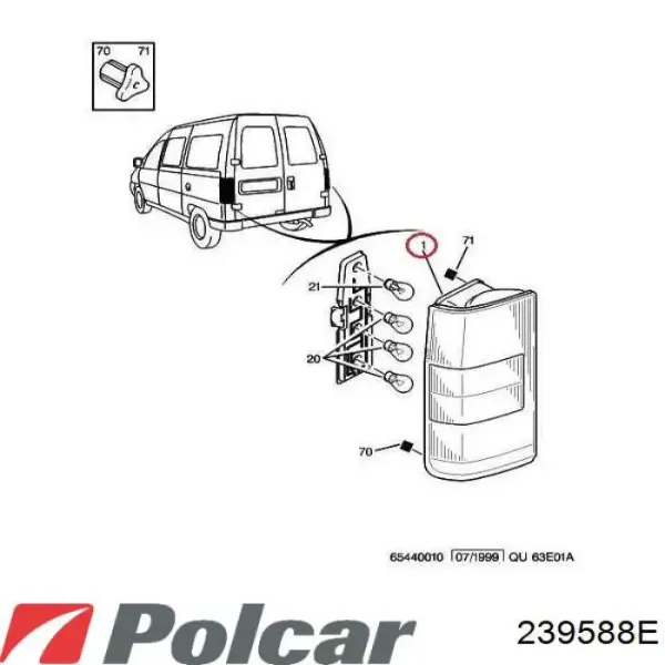 Задня права фара 239588E Polcar