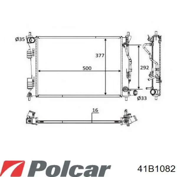Радіатор 41B1082 Polcar