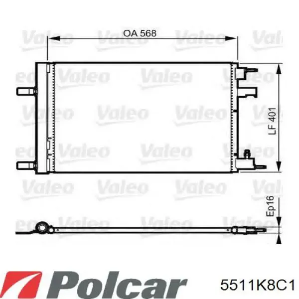 Радіатор кондиціонера 5511K8C1 Polcar