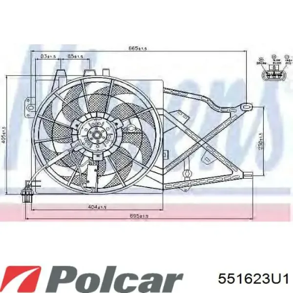 Вентилятор охолодження радіатора 551623U1 Polcar