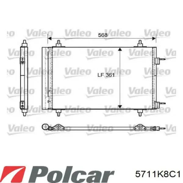 Радіатор кондиціонера 5711K8C1 Polcar