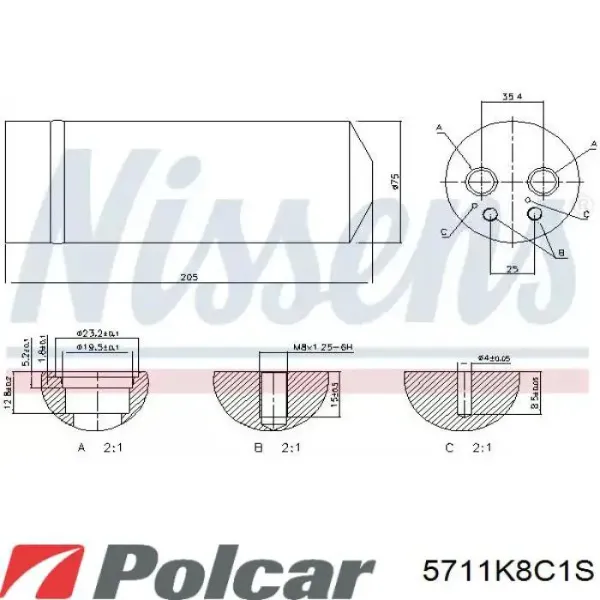 Радіатор кондиціонера 5711K8C1S Polcar