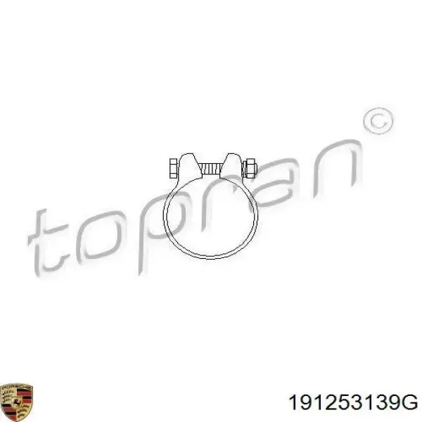 Кронштейн/хомут глушника, передній 191253139G Porsche