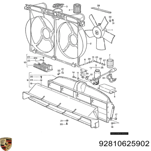 Дифузор (кожух) радіатора охолодження 92810625902 Porsche