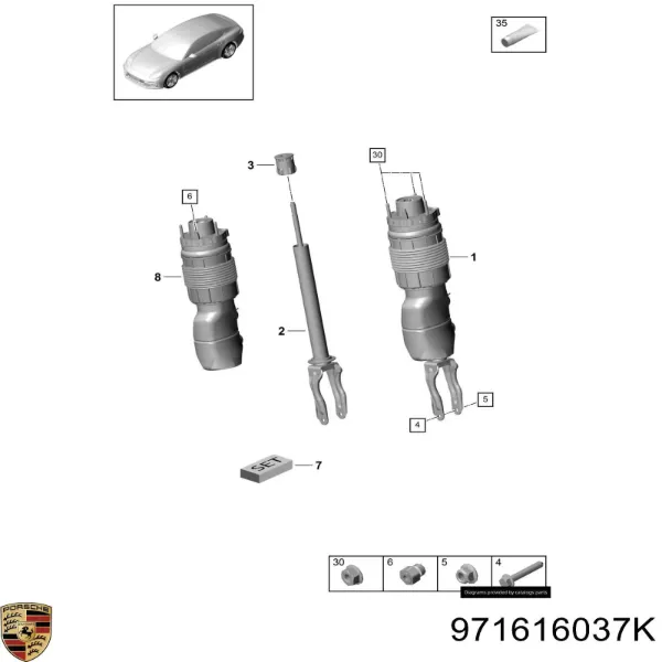 Амортизатора передній лівий 971616037K Porsche