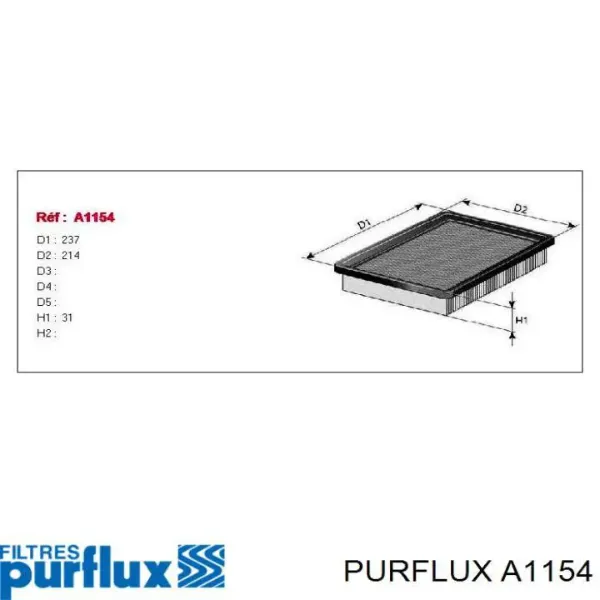 Повітряний фільтр A1154 Purflux