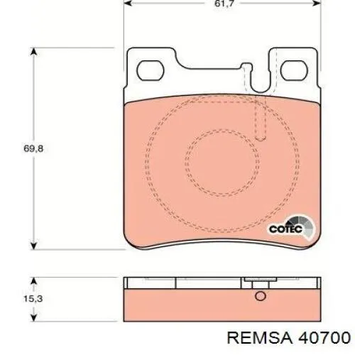 Задні гальмівні колодки 40700 Remsa