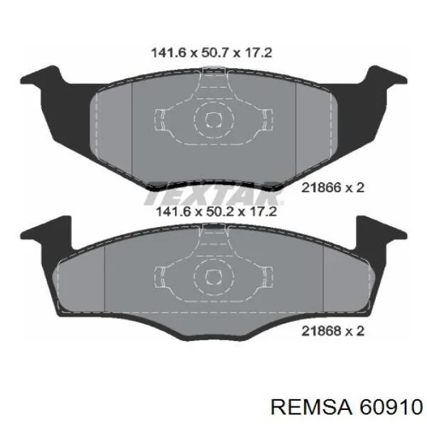 Передні тормозні колодки 60910 Remsa