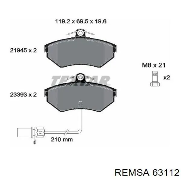 Передні тормозні колодки 63112 Remsa