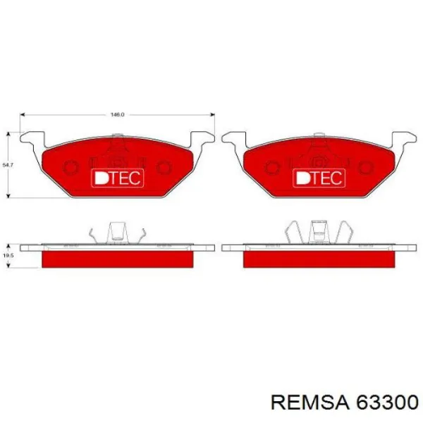 Передні тормозні колодки 63300 Remsa