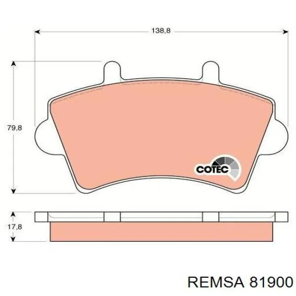 Передні тормозні колодки 81900 Remsa