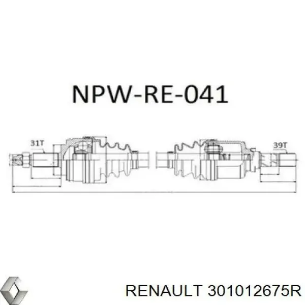 Ліва піввісь 301012675R Renault (RVI)