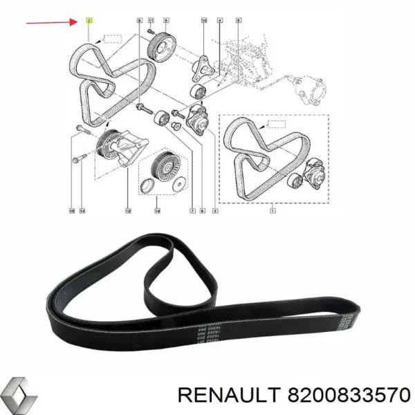 Ремінь генератора 8200833570 Renault (RVI)
