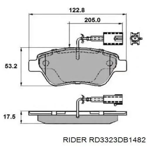 Передні тормозні колодки RD3323DB1482 Rider