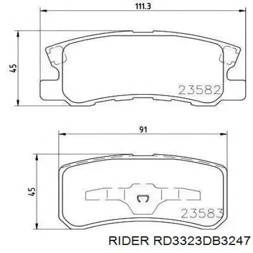 Задні гальмівні колодки RD3323DB3247 Rider