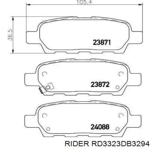 Задні гальмівні колодки RD3323DB3294 Rider