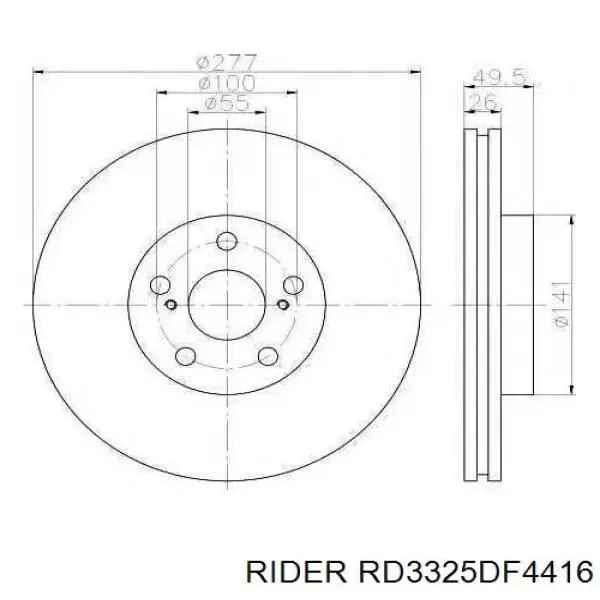 Гальмівні диски передні RD3325DF4416 Rider