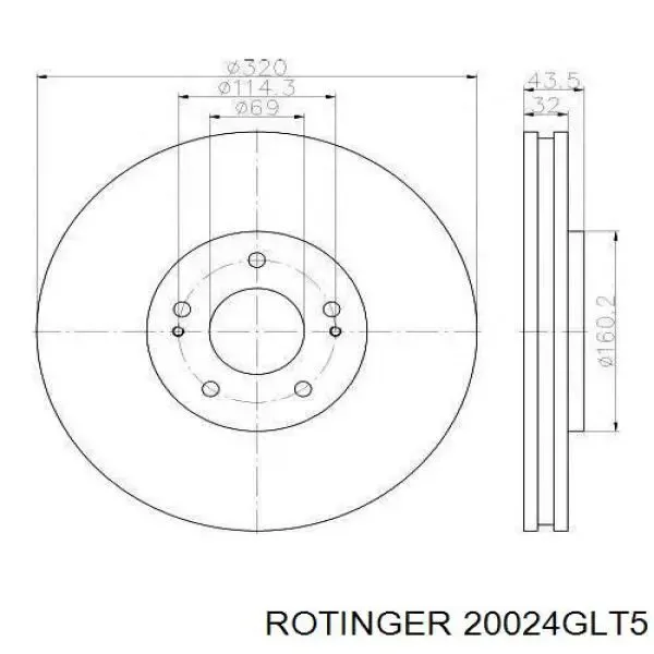 Гальмівні диски передні 20024GLT5 Rotinger