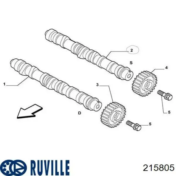 Розподільний вал впускний 215805 Ruville
