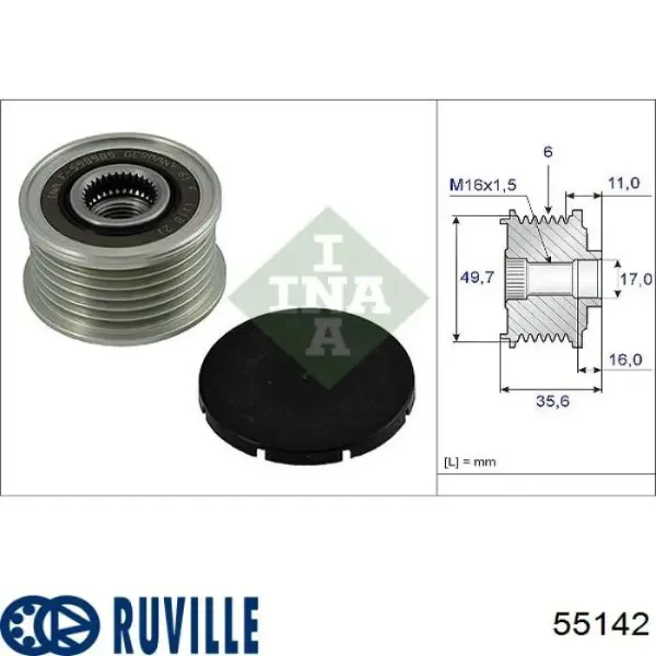 Шків генератора 55142 Ruville