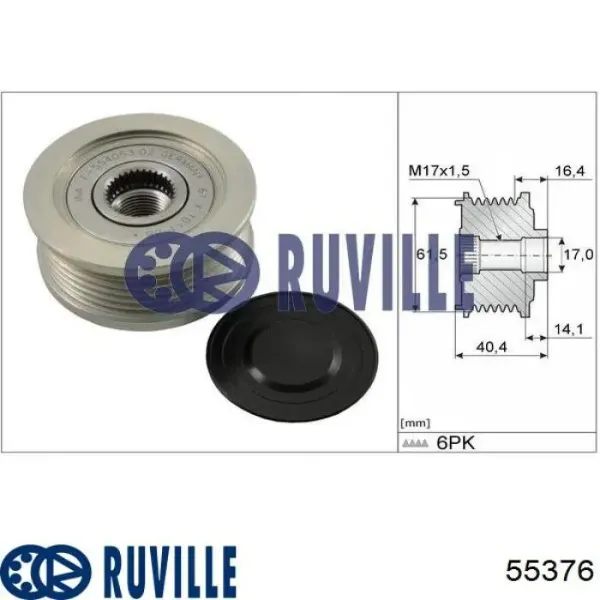 Шків генератора 55376 Ruville