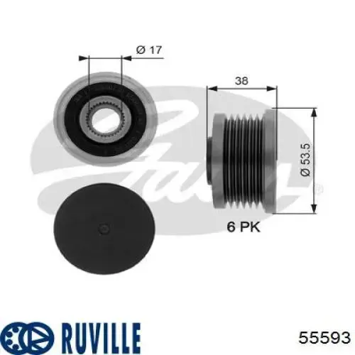Шків генератора 55593 Ruville