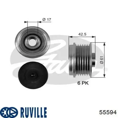 Шків генератора 55594 Ruville