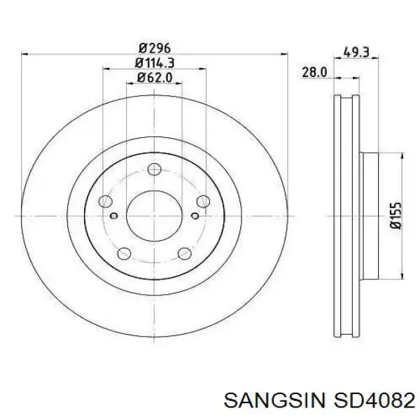 Гальмівні диски передні SD4082 Sangsin