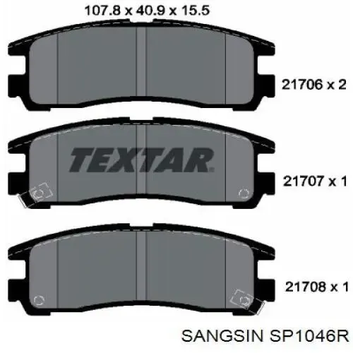 Задні гальмівні колодки SP1046R Sangsin