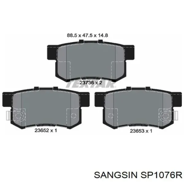 Задні гальмівні колодки SP1076R Sangsin