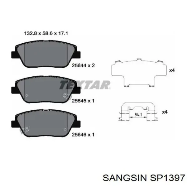 Передні тормозні колодки SP1397 Sangsin