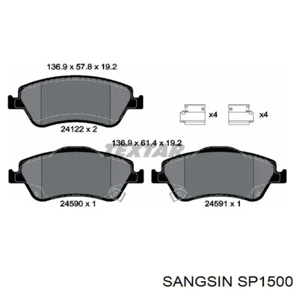 Передні тормозні колодки SP1500 Sangsin