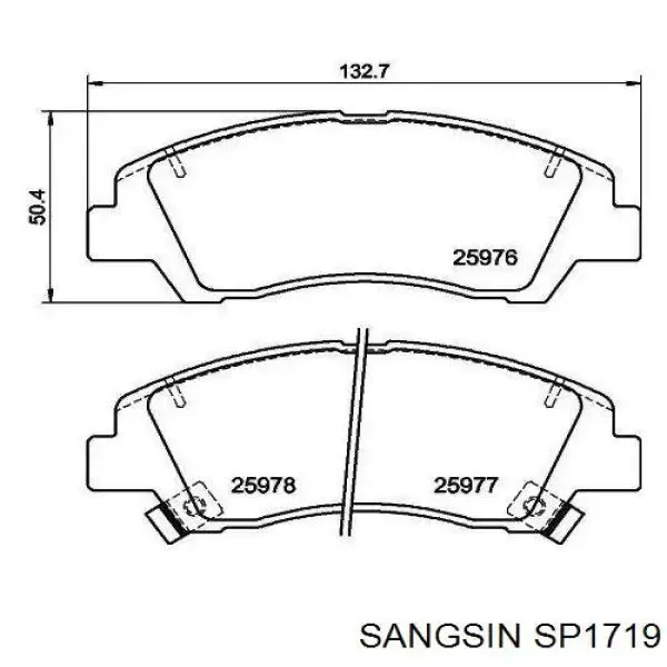 Передні тормозні колодки SP1719 Sangsin