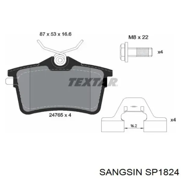 Задні гальмівні колодки SP1824 Sangsin