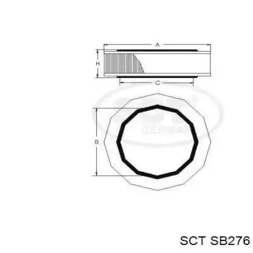 Повітряний фільтр SB276 SCT