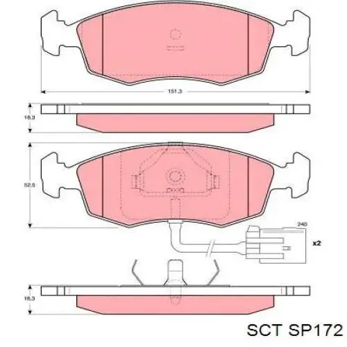 Передні тормозні колодки SP172 SCT