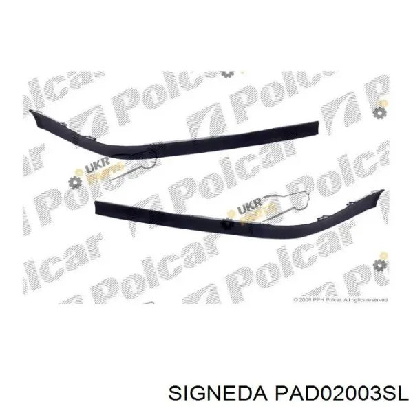 Спойлер переднього бампера, лівий PAD02003SL Signeda