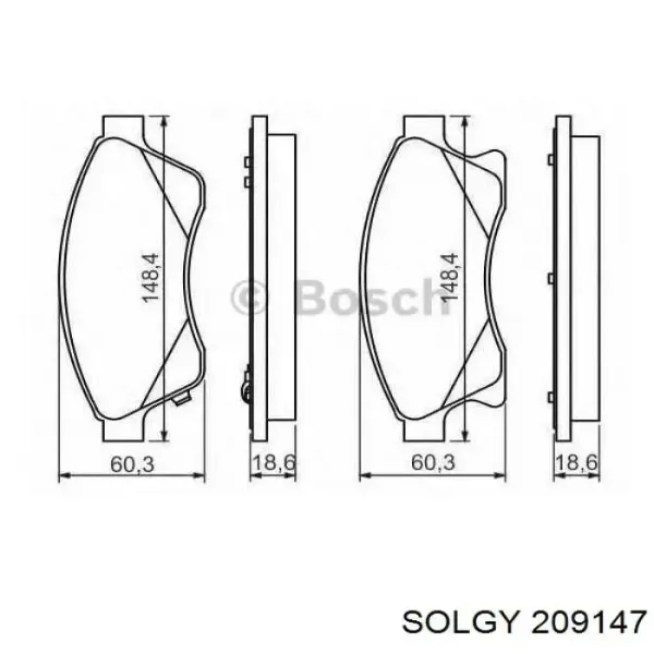 Передні тормозні колодки 209147 Solgy