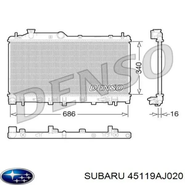 Радіатор 45119AJ020 Subaru