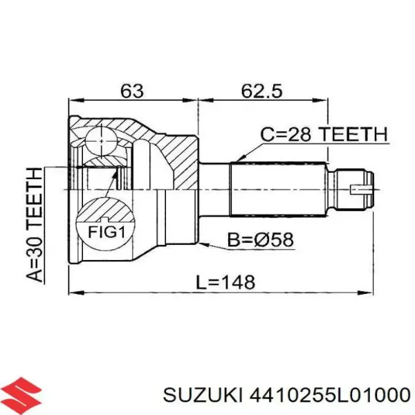 Ліва піввісь 4410255L01000 Suzuki