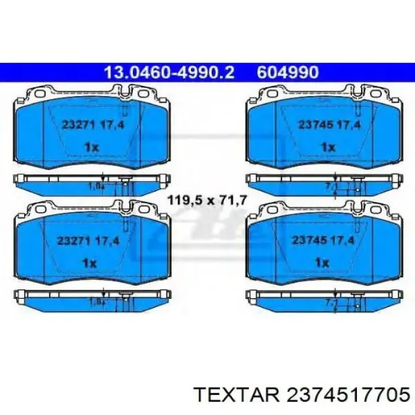 Передні тормозні колодки 2374517705 Textar