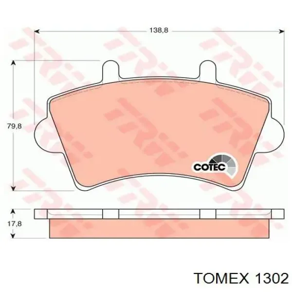 Передні тормозні колодки 1302 Tomex