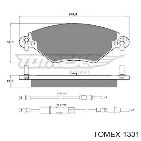 Передні тормозні колодки 1331 Tomex