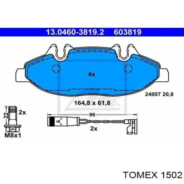 Передні тормозні колодки 1502 Tomex