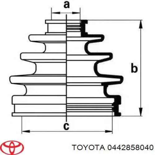 Пильники ШРКШів передній піввісі, комплект 0442842090 Toyota