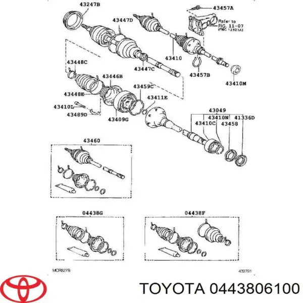 Пильник ШРУСа зовнішній 0443806100 Toyota