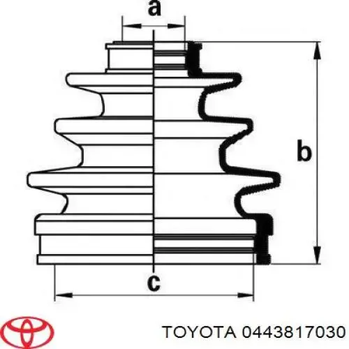 Пильник ШРУСа внутрішній 0443817030 Toyota