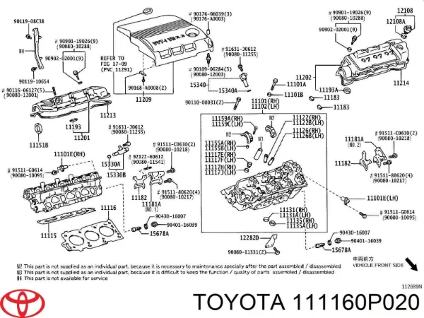 Прокладка головки блока циліндрів (ГБЦ), ліва 111160P020 Toyota