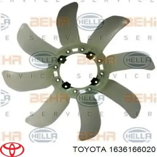 Вентилятор/крильчатка радіатора охолодження 1636166020 Toyota